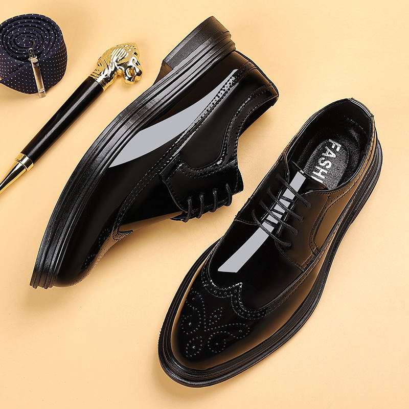 Leather Work Oxfords - Erkek Rugan Deri Brogue Klasik Ayakkabılar