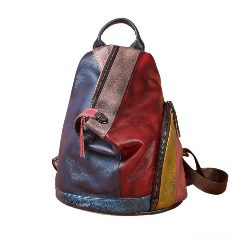 Leather Work Womens Backpack - Kadınlar için Vintage Şık İş Sırt