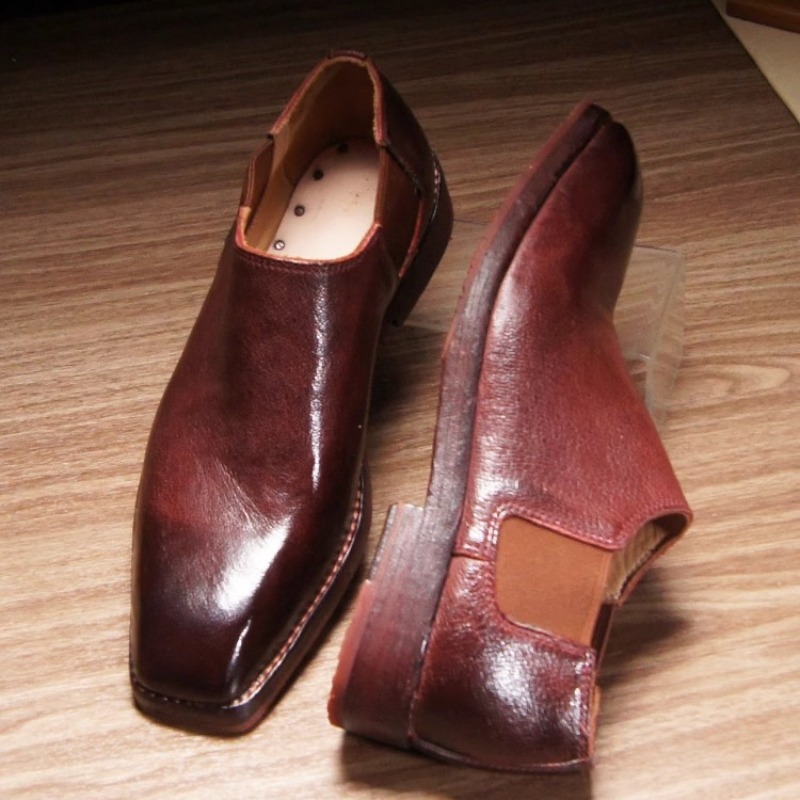 Leather Work Oxfords - Moda Günlük Kare Burunlu Chelsea Botlar