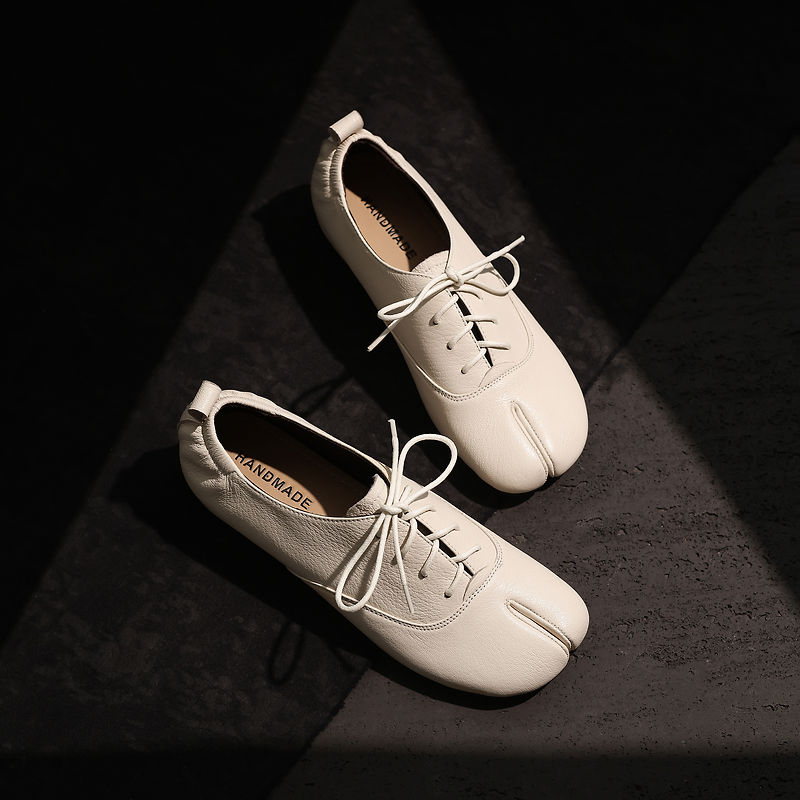 Leather Work Oxfords - Hakiki Deri Koyun Derisi Tabi Kadın