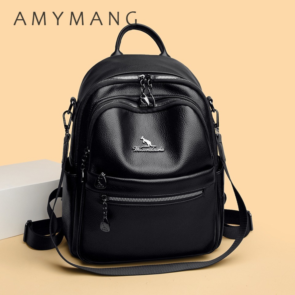 Leather Work Womens Backpack - Çakıllı Deri Dokulu Sırt Çantası 2