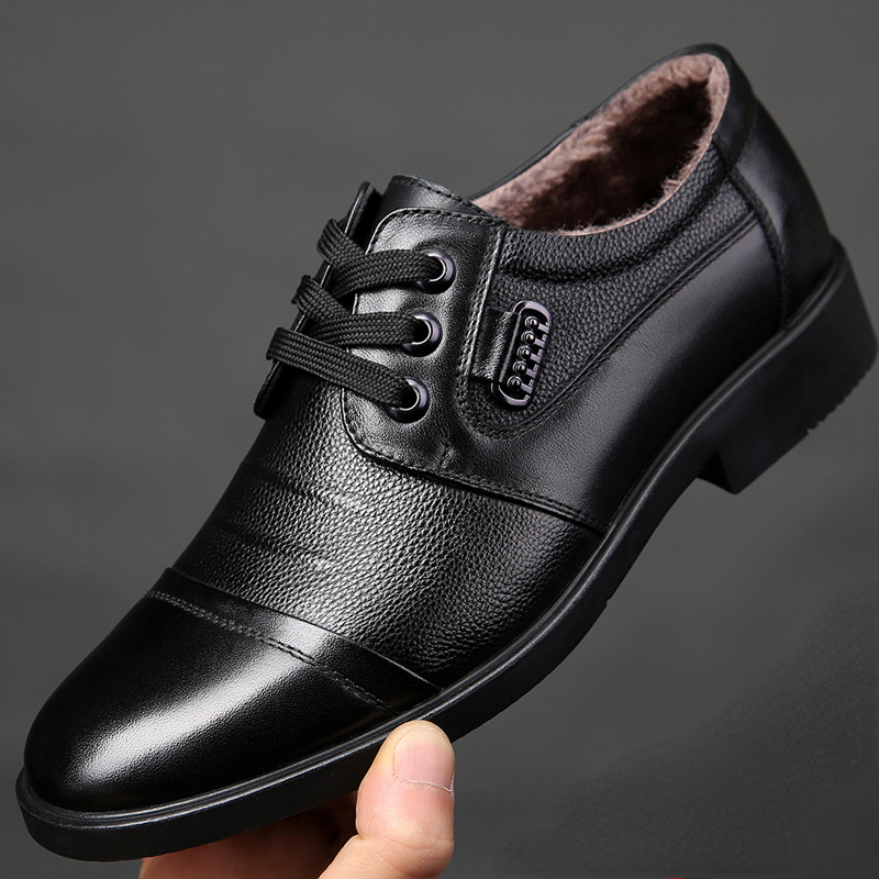 Leather Work Oxfords - Kış erkekler hakiki deri resmi erkek
